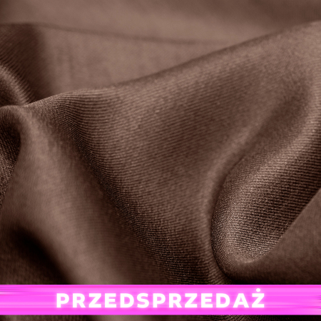 Elegancka tkanina wykonana z włókien satynowych, wyróżniająca się subtelnym połyskiem oraz charakterystyczną strukturą splotu.