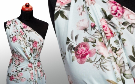 TKANINA WISKOZOWA ROSES VAN BLUE