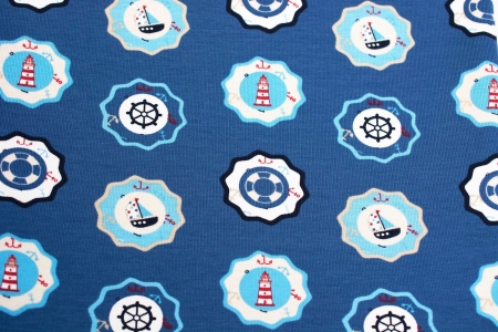 DZIANINA BAWEŁNIANA SINGIEL SAILOR PATTERN NAVY