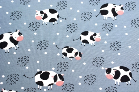 DZIANINA BAWEŁNIANA SINGIEL COW BLUE SHADOW