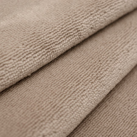 Tkanina Frotte wykonana z mieszanki włókien bawełnianych oraz bambusowych.
