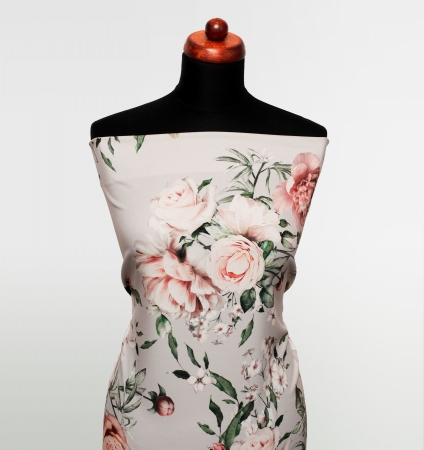 TKANINA KARELIA ROSES CHATEAU GREY