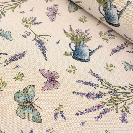 Tkanina gobelinowa to dekoracyjny materiał o gęstym splocie, który wyróżnia się eleganckimi, często artystycznymi wzorami.